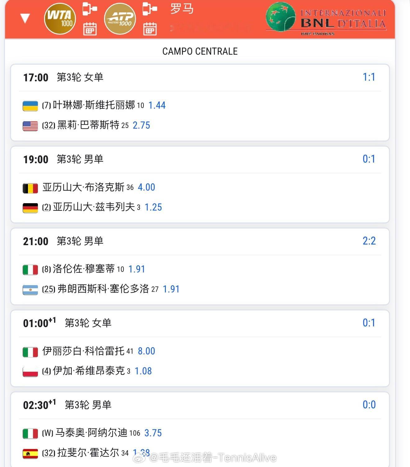 【5.10日比赛赛程+直播赛程】13:00 尤晓迪 vs梁恩硕（抖音播）16:0