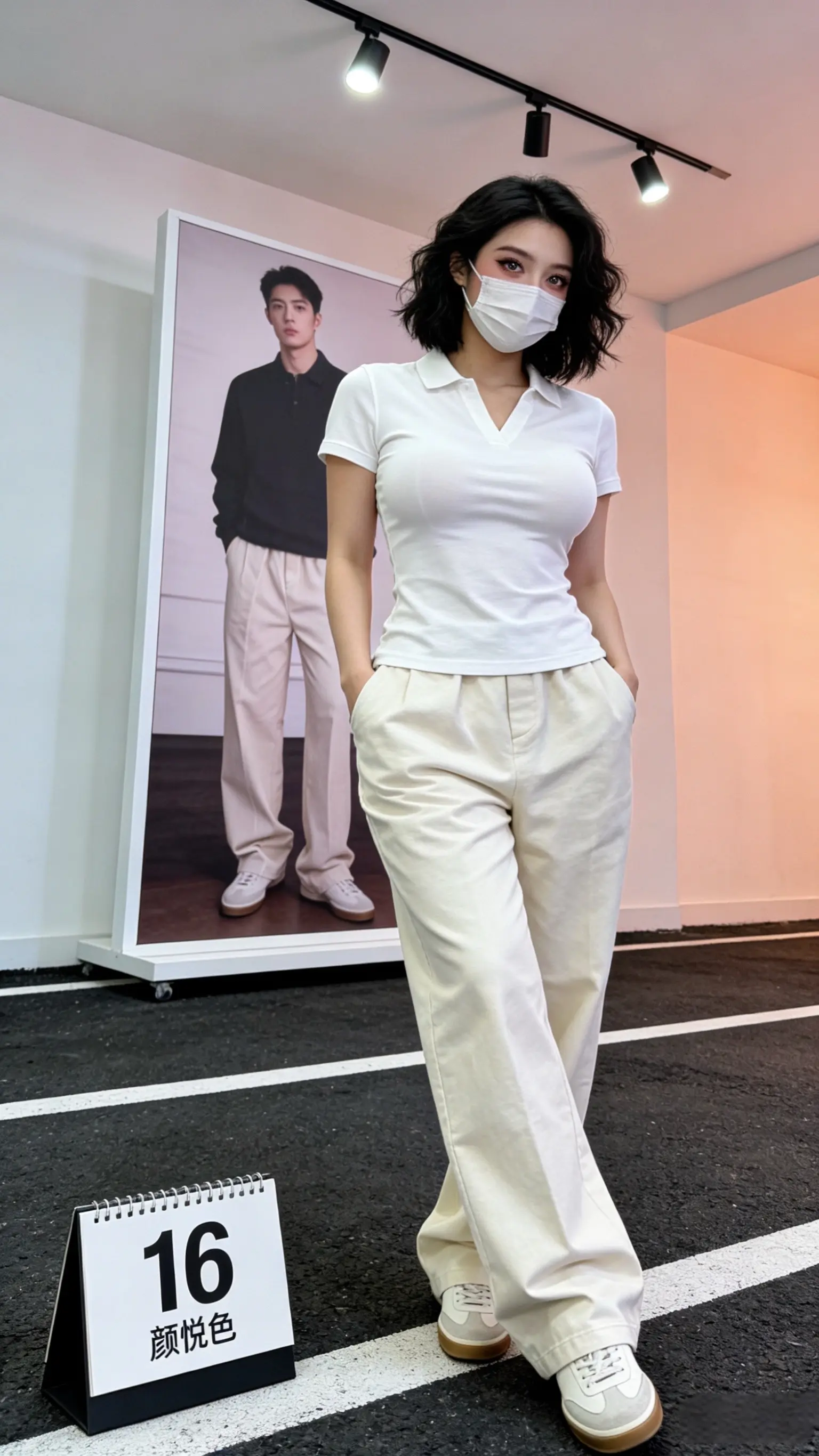 赛络松紧法式皱复古打褶纯色弹力磨毛纱卡裤