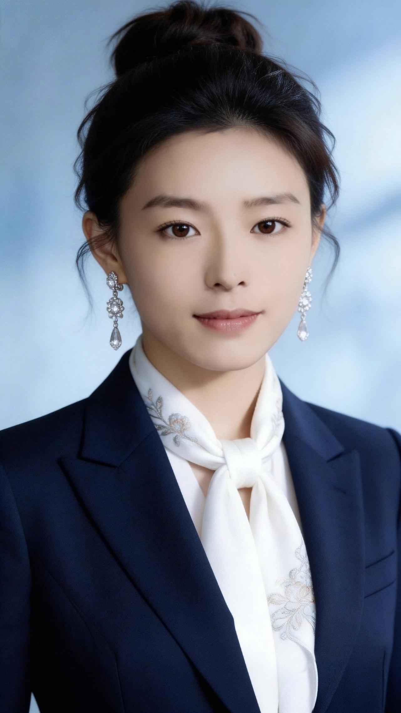 眉黛秀色

青丝高绾若云停，

眉似春山眼似星。

笑靥轻含温婉意，

蓝衫风