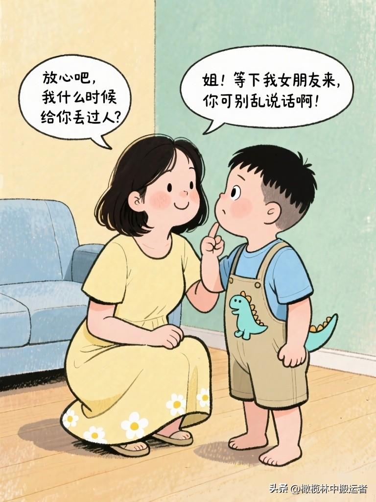 搞笑漫画：弟弟带女友回家，叮嘱姐姐别乱说话。 姐姐特别温柔：“放心吧，我什么时候