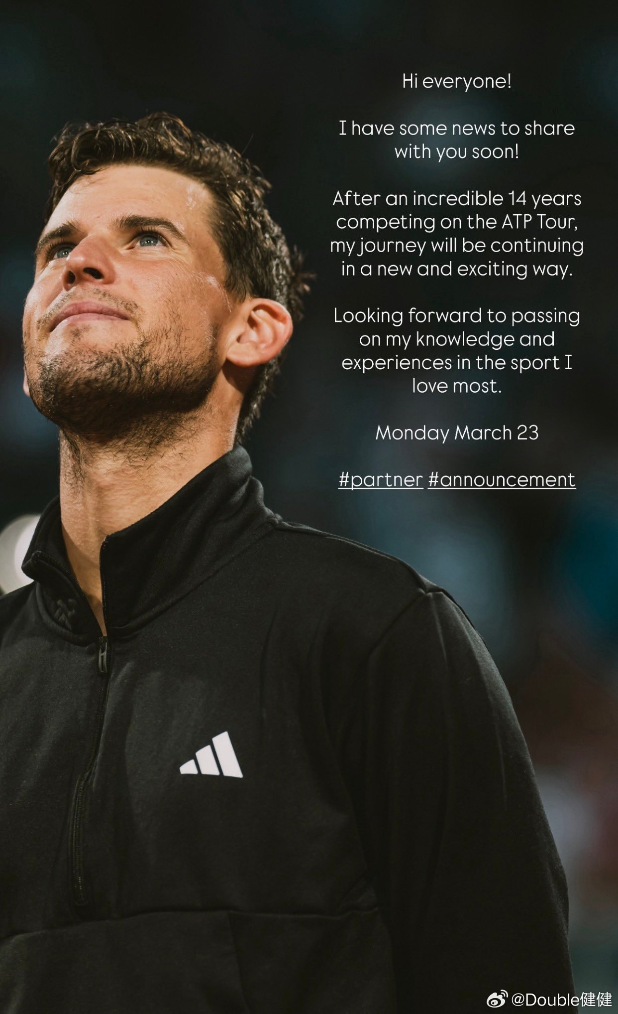 蒂姆这是要做什么呢？蒂姆：“在ATP巡回赛竞争14年后，是时候走上一条同样令人兴