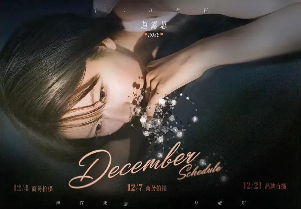赵露思十二月行程图12/4 商务拍摄12/7 商务拍摄12/21 品牌直播 