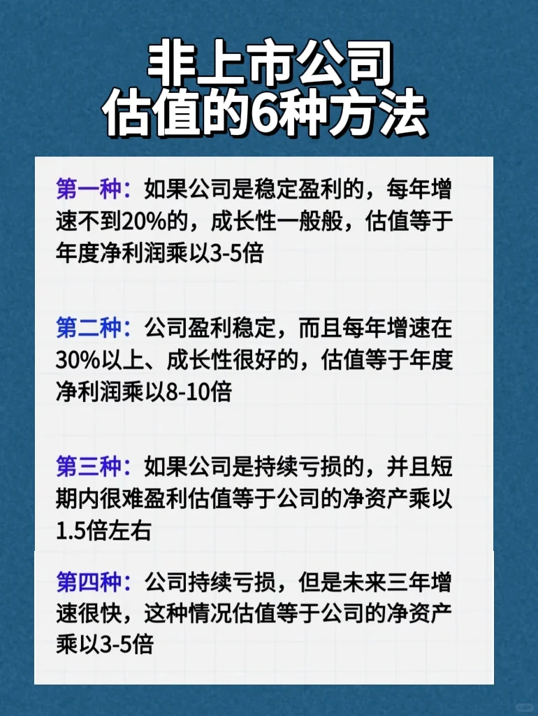 非上市公司估值的6种方法☑️