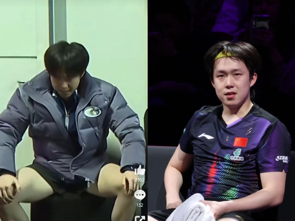昨天WTT重庆冠军赛男单八强战，王楚钦拼到了最后。
赛前候场就脸色发白，好几次