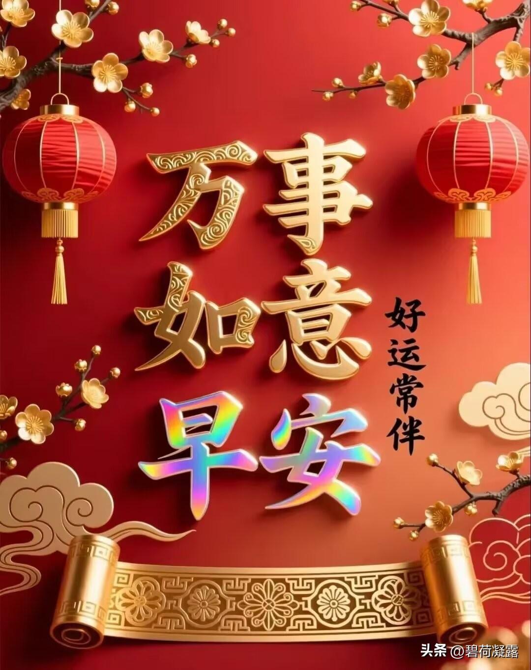 清晨问候，大家早安
日出有盼，日落有思
平平安安，所遇皆甜
春风有约，花开有期