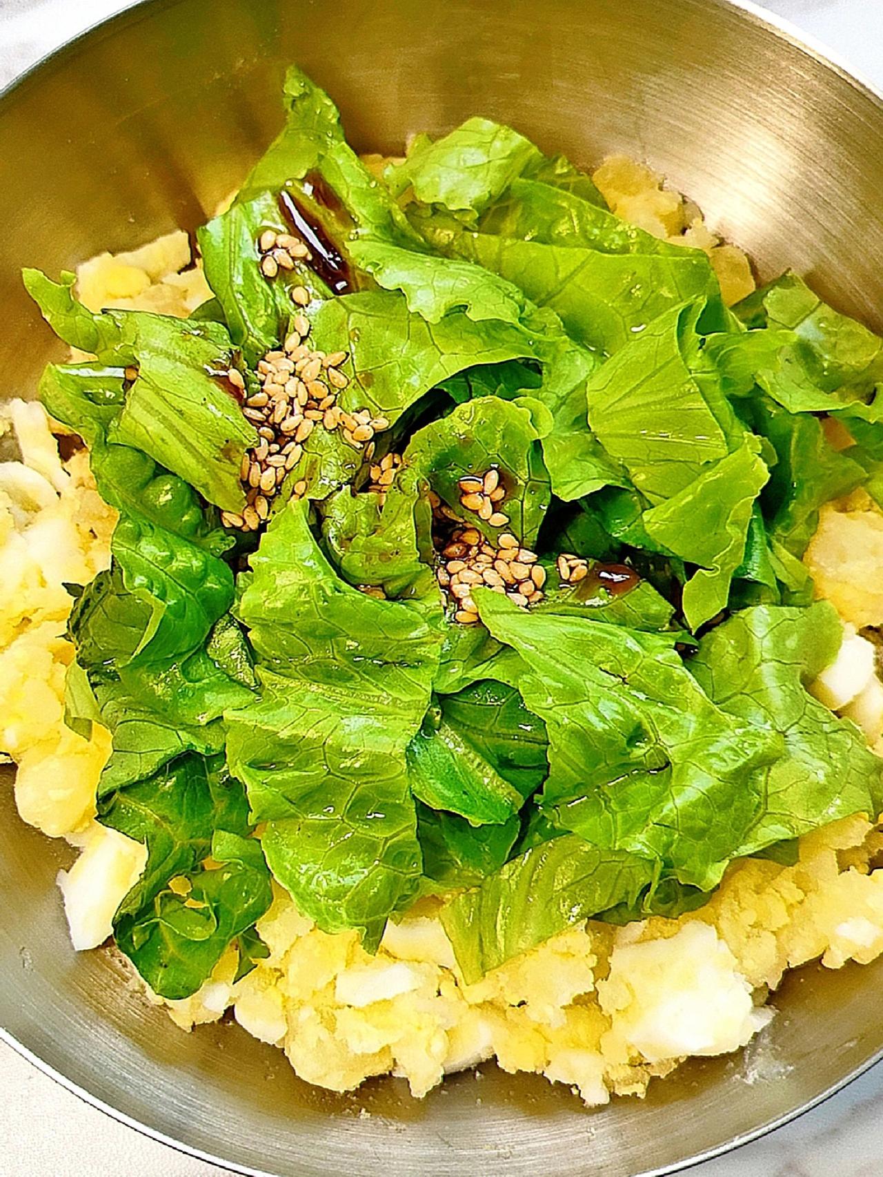 讲真，这玩意儿真的好吃又掉秤啊
今天分享巨好吃的土豆生菜鸡蛋沙拉，土豆泥混合鸡蛋