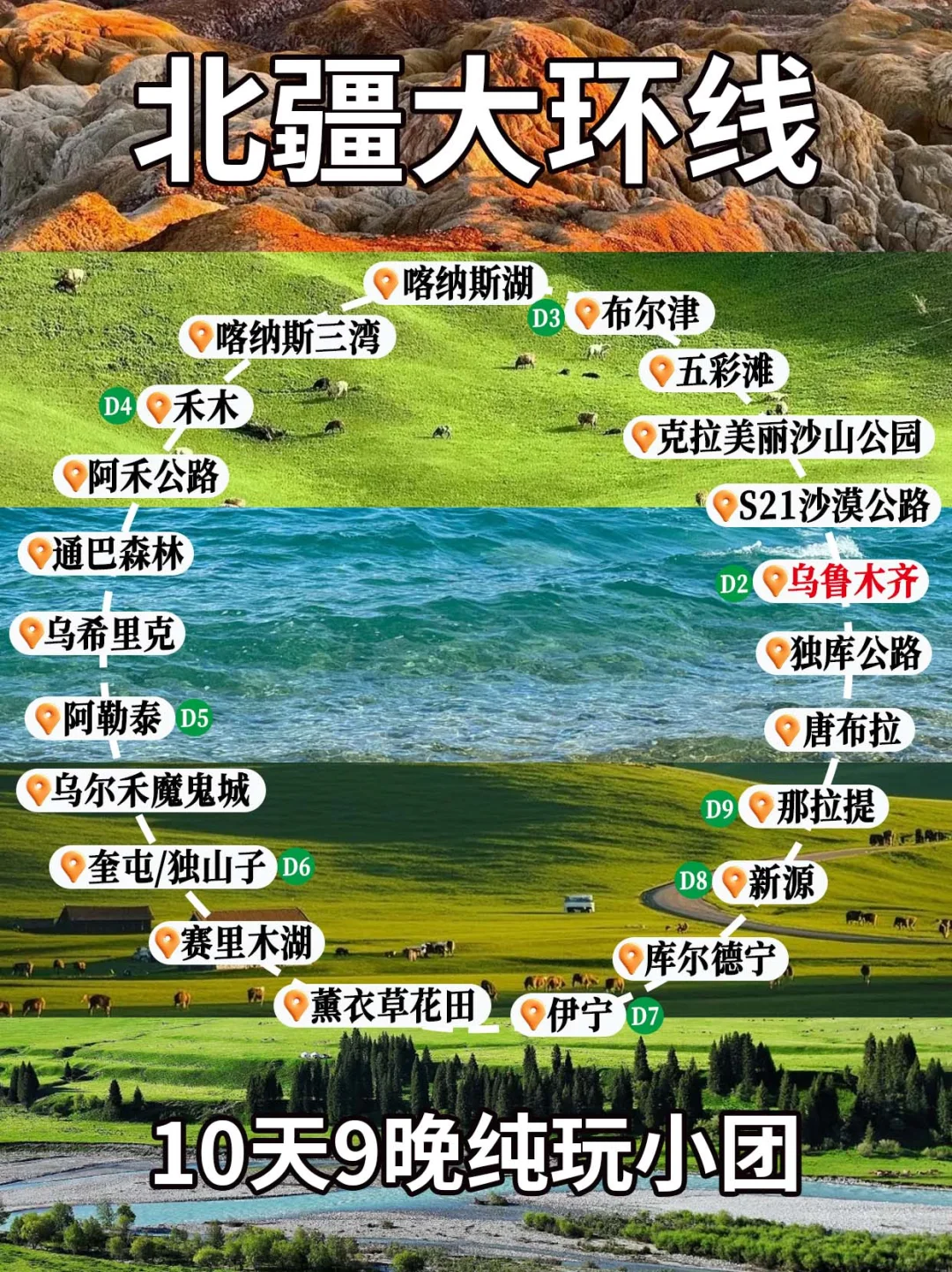 畅游北疆·伊犁+阿勒泰+独库公路10日纯玩游