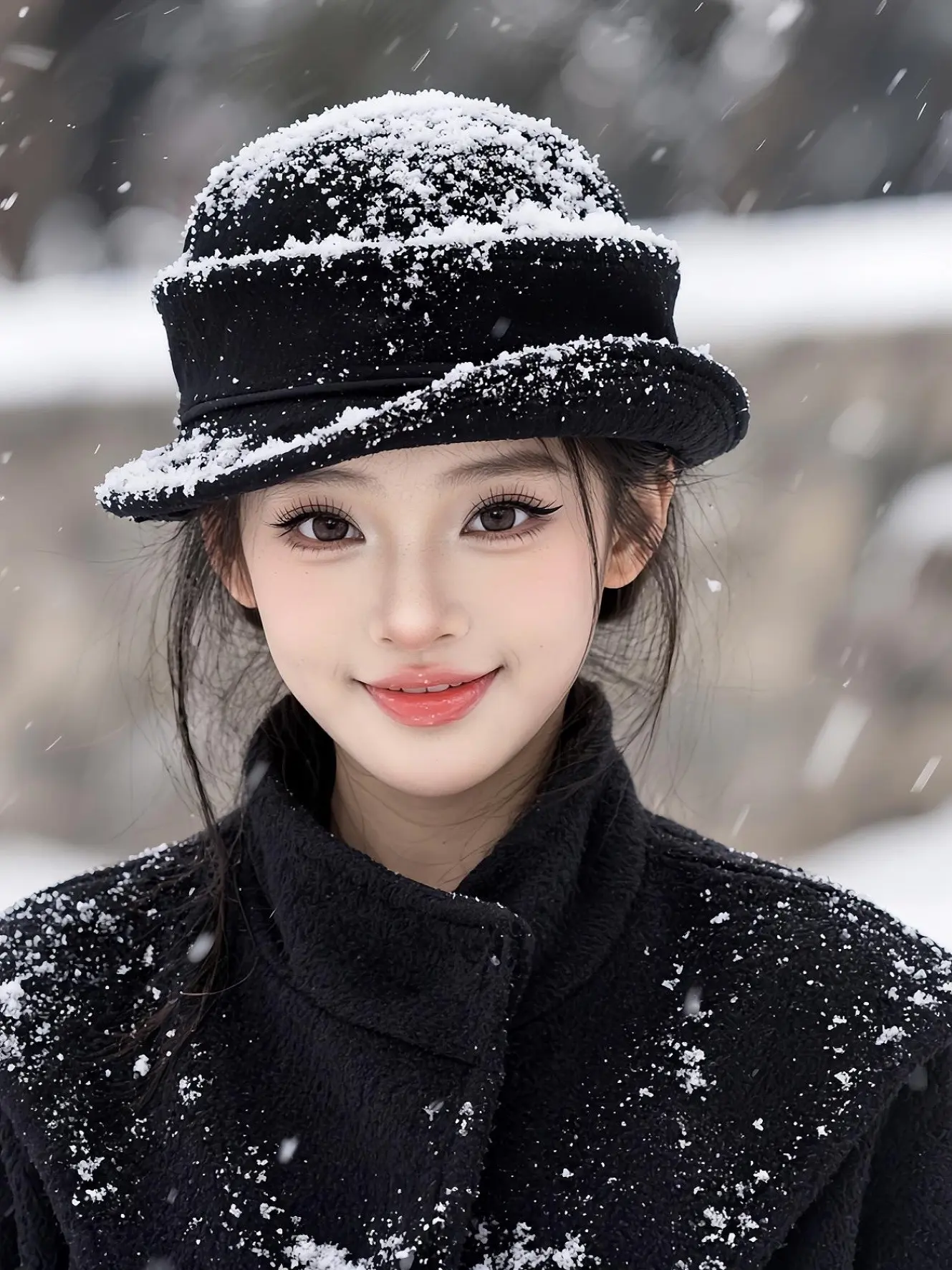 ai创作 雪境肖像 雪景 氛围感 治愈感