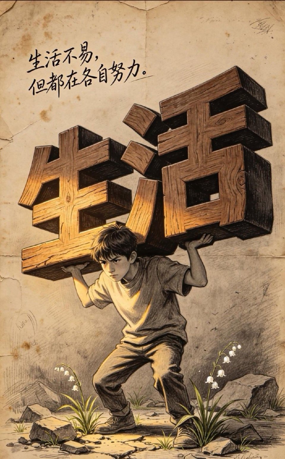 世人各有各的负重，各有各的煎熬，不必羡慕旁人光鲜。能扛住当下的难，守住心里的温柔