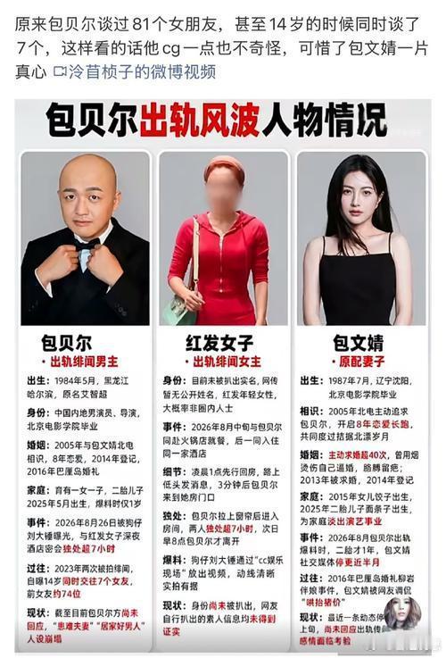包贝尔曾同时交往七个女友包贝尔曾同时交7个女友：少年渣男史，如今全是伏笔早年综艺