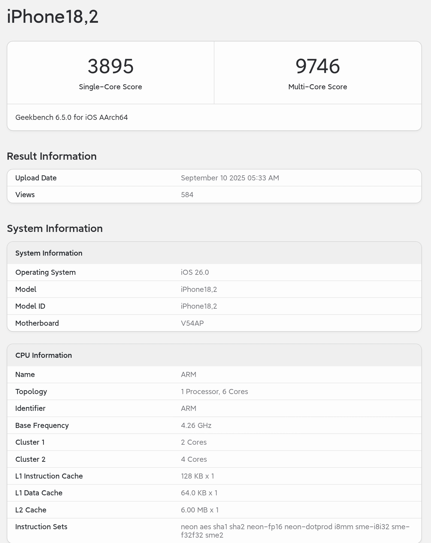iPhone17 Pro Max/A19 Pro首个跑分出来了，主频4.26GH