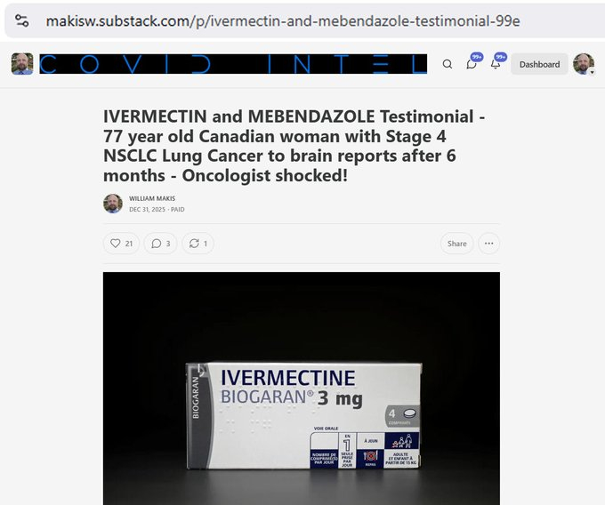 最新文章：伊维菌素和甲苯咪唑治疗案例——一位77岁的加拿大女性，患有4期非小细胞