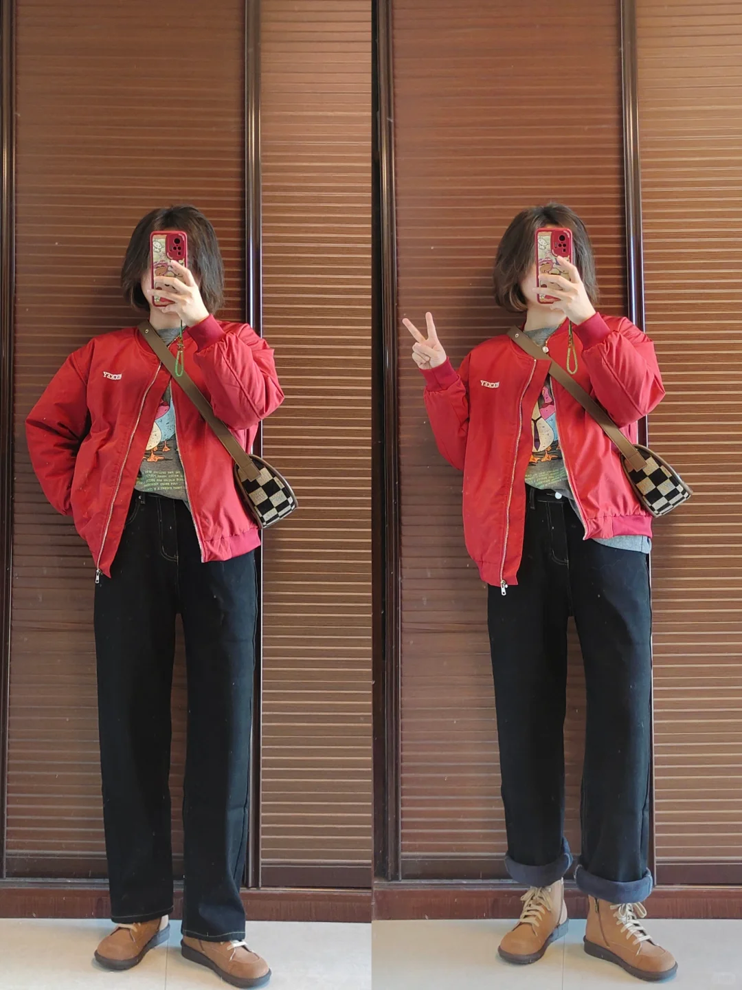 加绒直筒裤get✔️搭红色棉服很喜欢✌