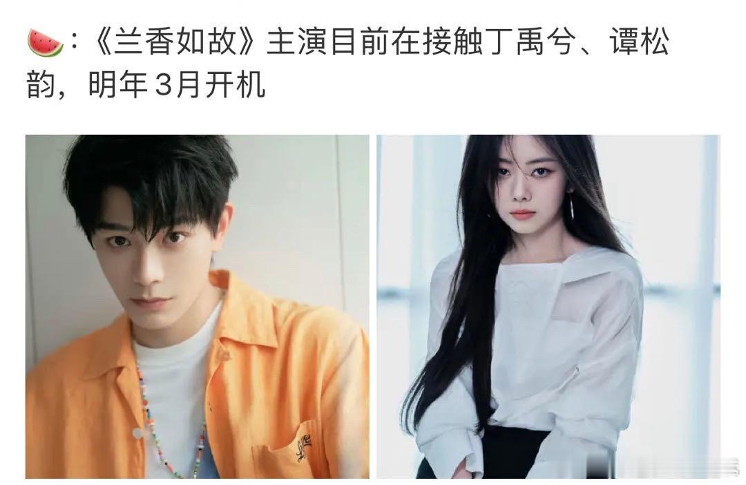丁禹兮谭松韵合作  网传丁禹兮谭松韵合作兰香如故 古装大饼[彩虹屁][泪][干饭