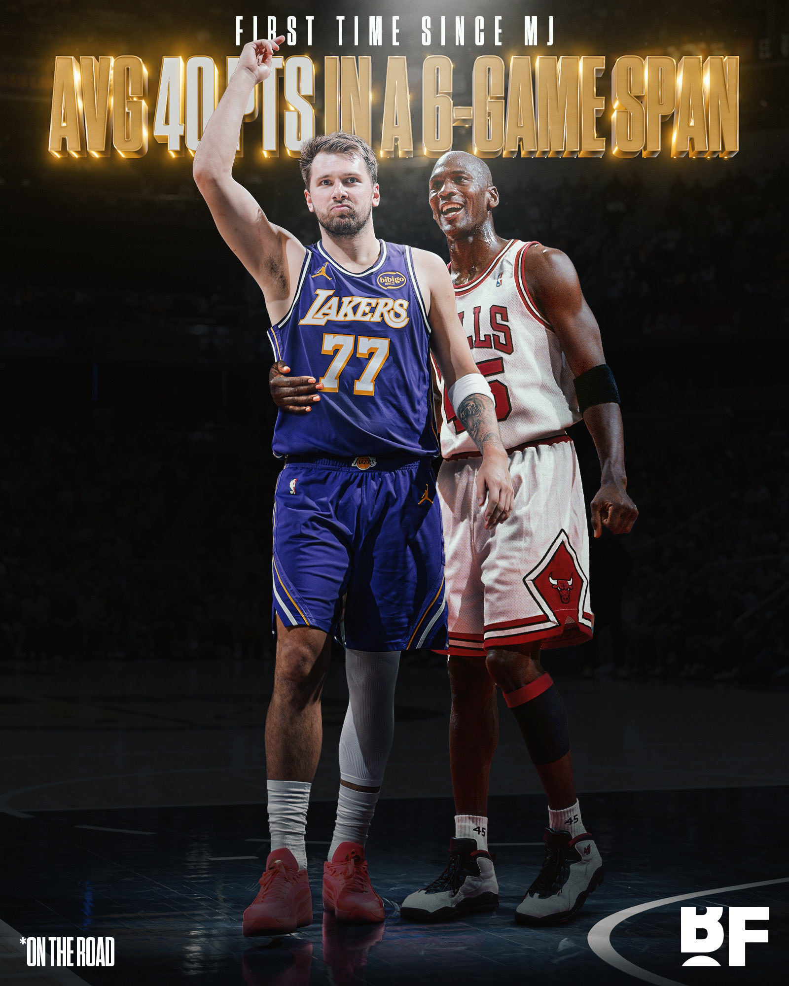 东契奇是自1986年的乔丹以来，首位在六连客期间场均40分的球员。NBA