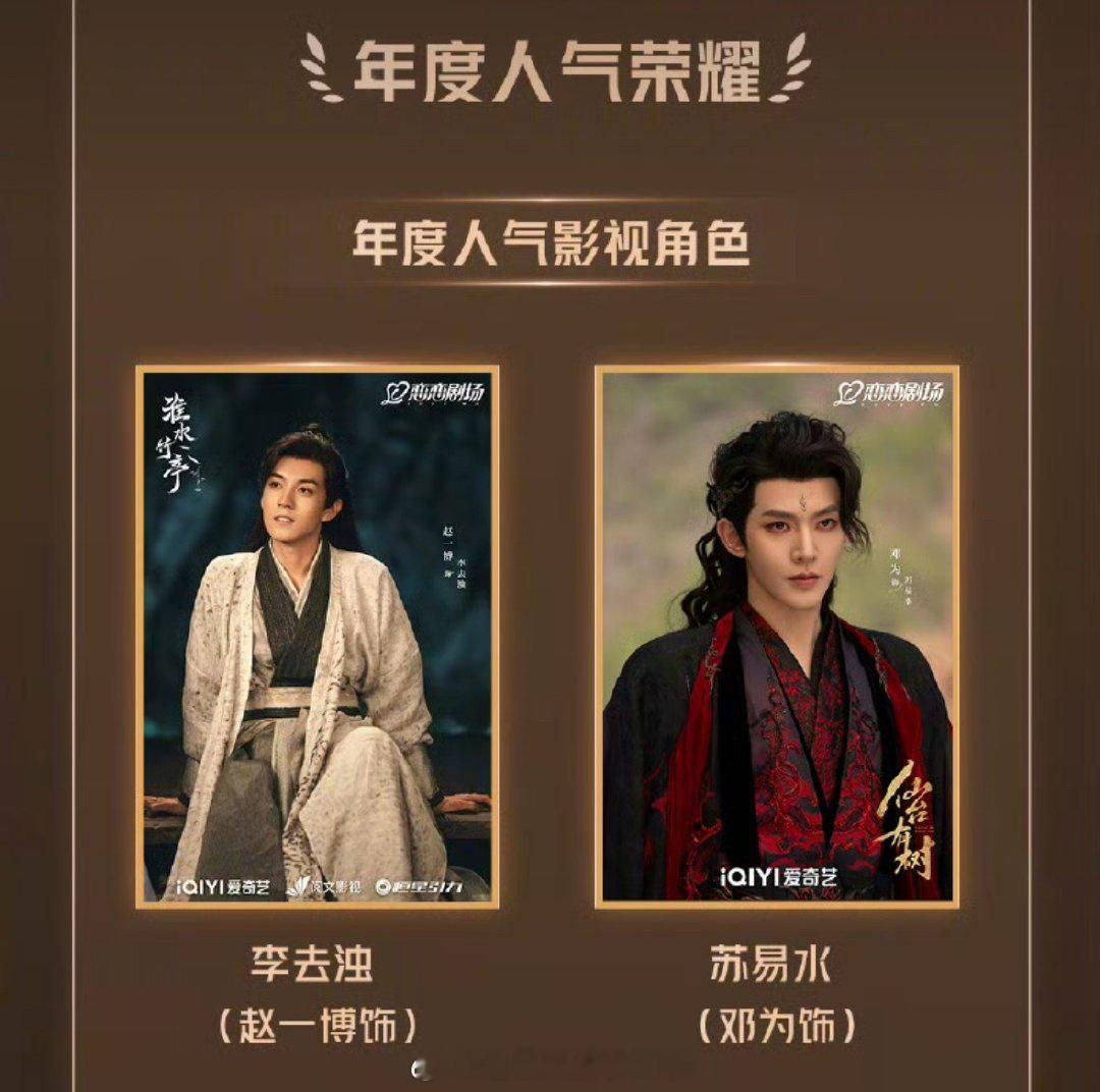 邓为主演《仙台有树》获微博视界大会年度人气剧集 & 年度人气影视角色，苏易水全肯