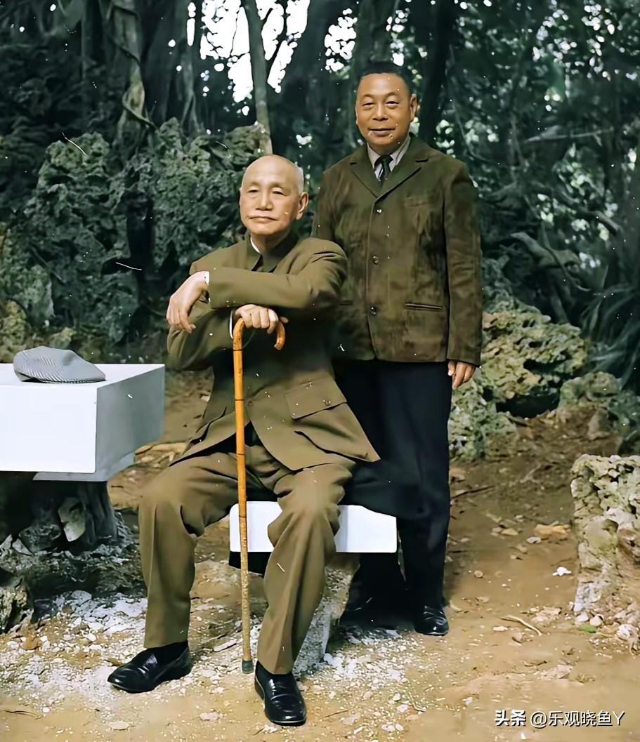 上世纪六十年代末期，在台湾的蒋中正和他的儿子蒋经国。这而非演戏，也绝非影视剧里的