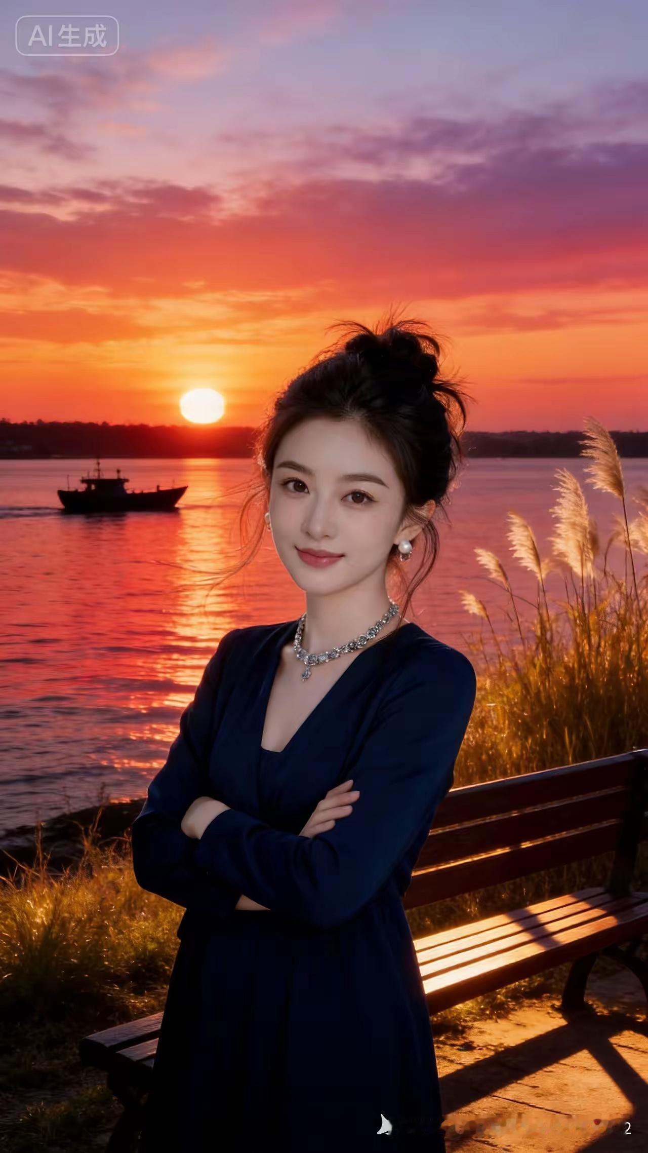 夕阳下的浪漫时光，与心爱的人共赏美景