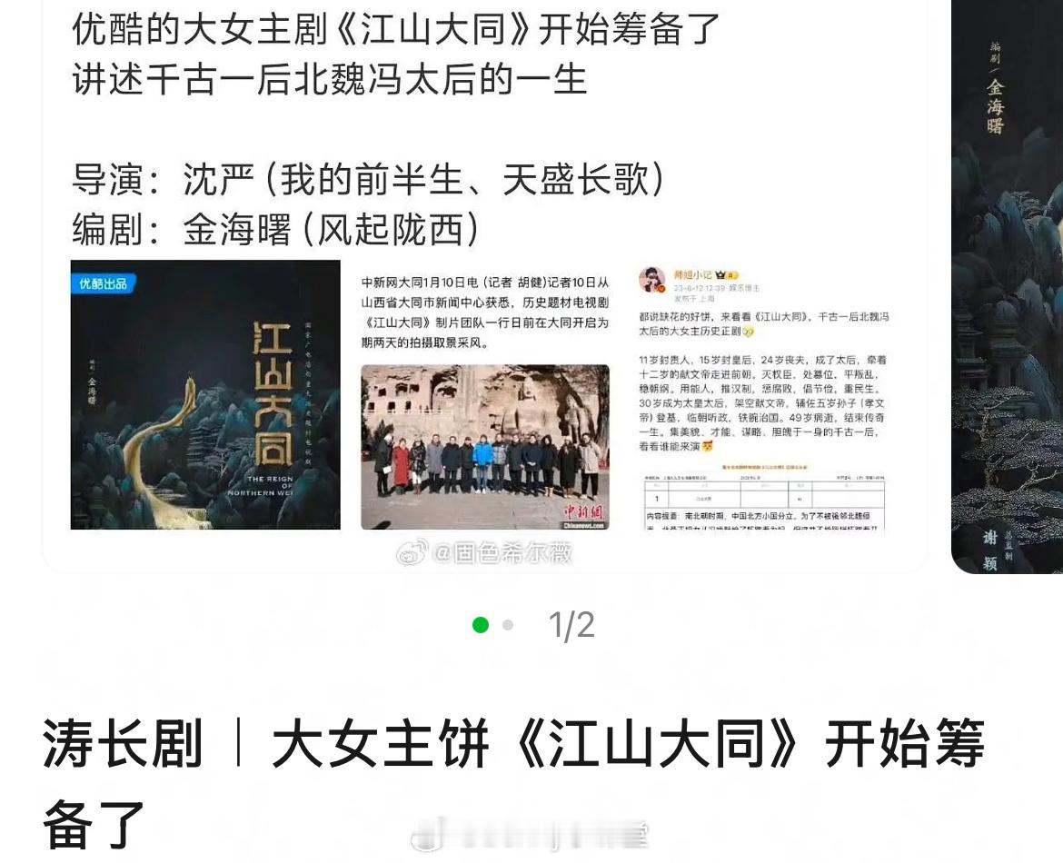 优酷的大女主剧《江山大同》开始筹备了，这谁能演？ 