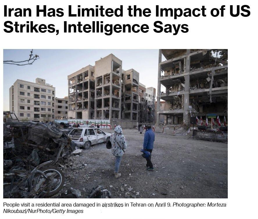 据彭博社报道，西方情报评估称，伊朗通过广泛的战前规划，减轻了美以空袭的影响，使其
