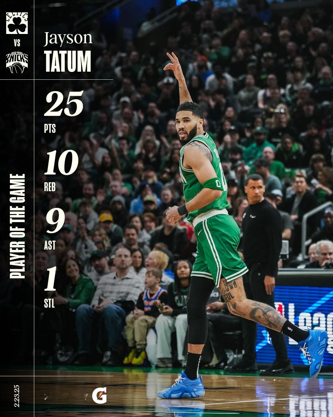 凯尔特人国度  Player Of The Game : Jayson Tatu