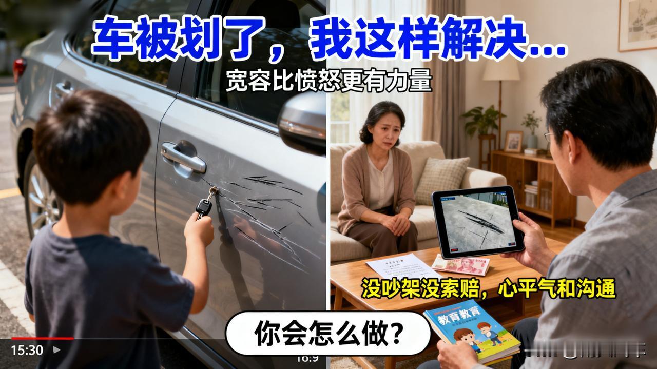 车被划了，监控一看是邻居孩子，我选择了这样做…

没吵架没索赔，我带着监控去找了