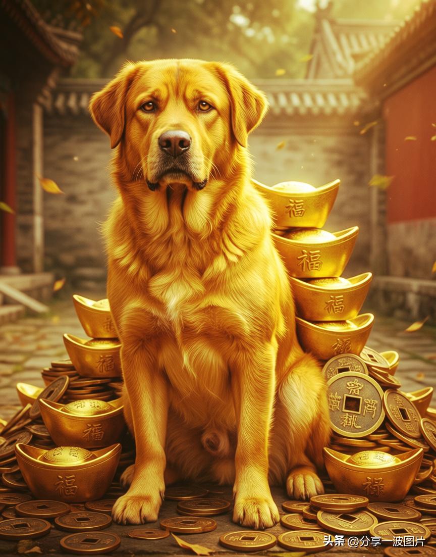 灵犬护福运，元宝伴终身。