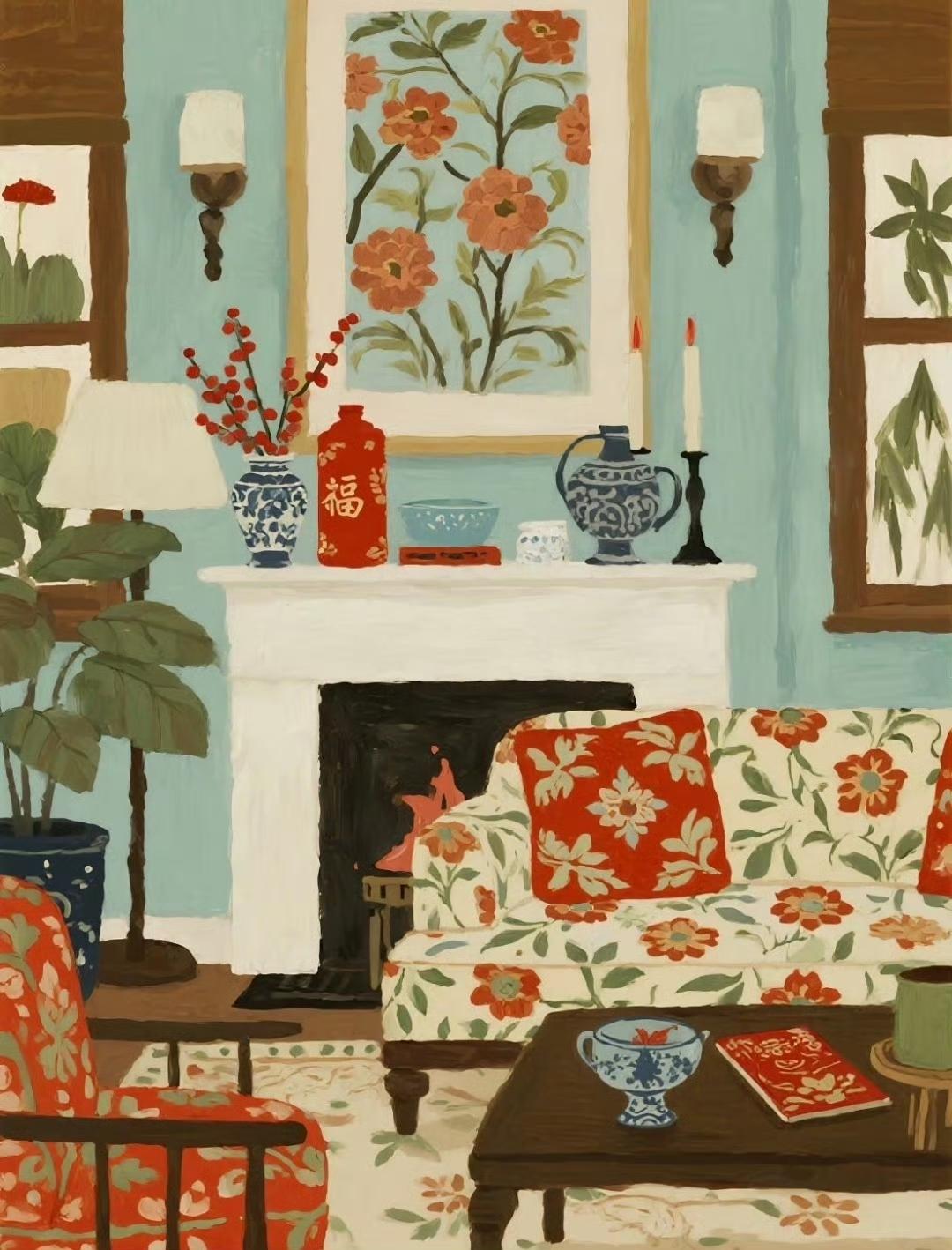 “  一室红火，万事胜意 … ” ​​​
传统文化 绘画 祝福
