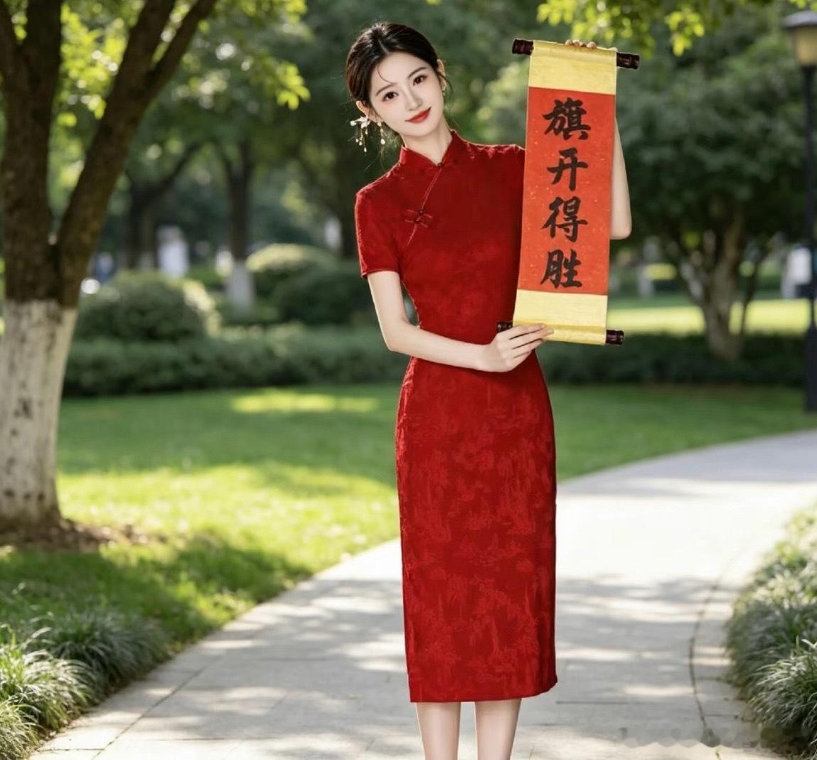 高考穿旗袍送考的妈妈们我表姐家孩子今年参加高考，表姐早在一个月前就备好好几身旗袍