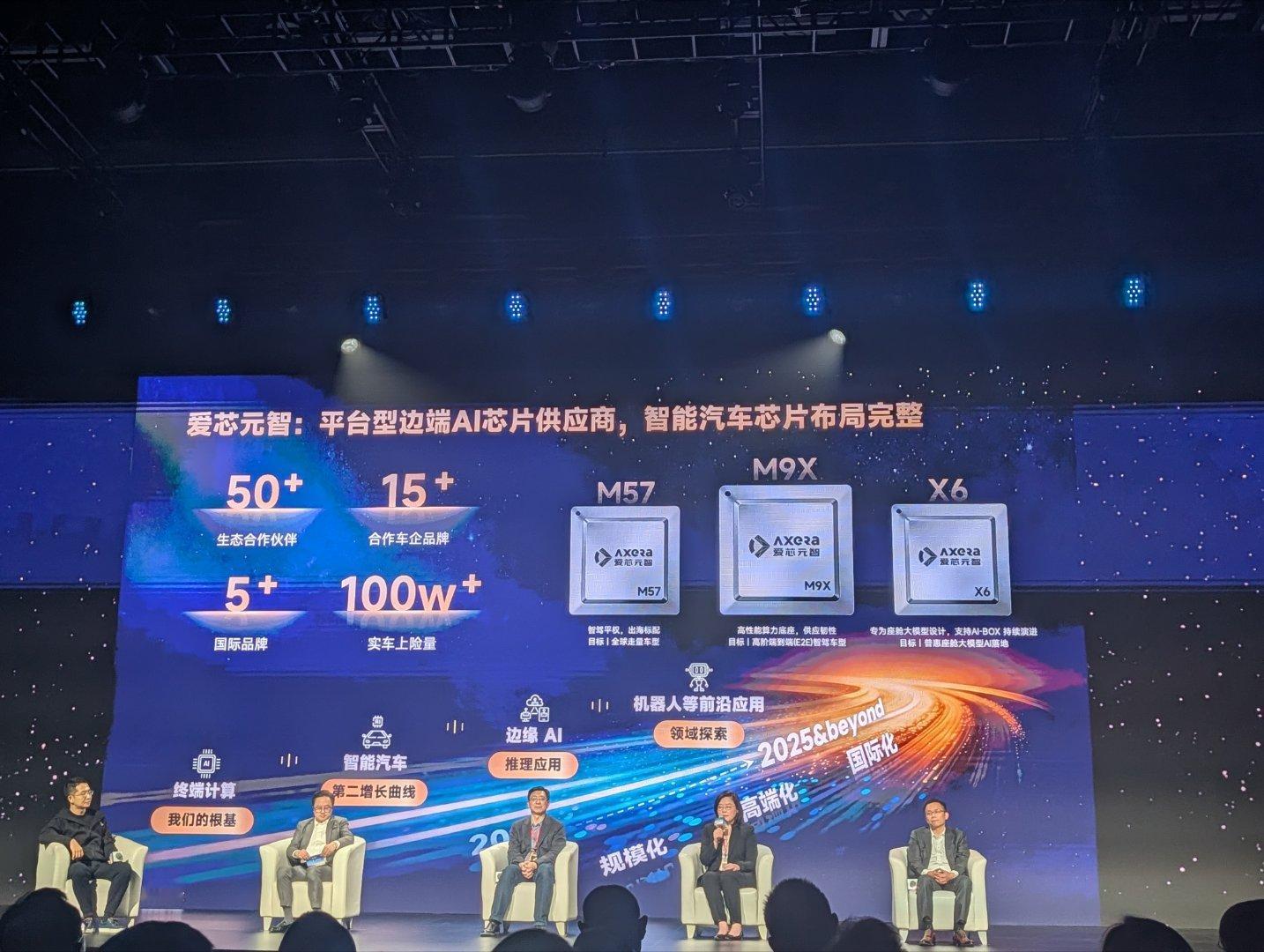 爱芯的三颗车载芯片：M57、M9X以及X6。M57走量；M9X定位高阶端到端智驾