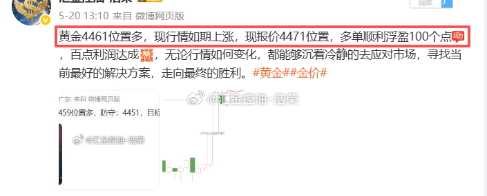 2026.5.20日周三操作记录总结！黄金4461位置多，在4483位置多单止盈