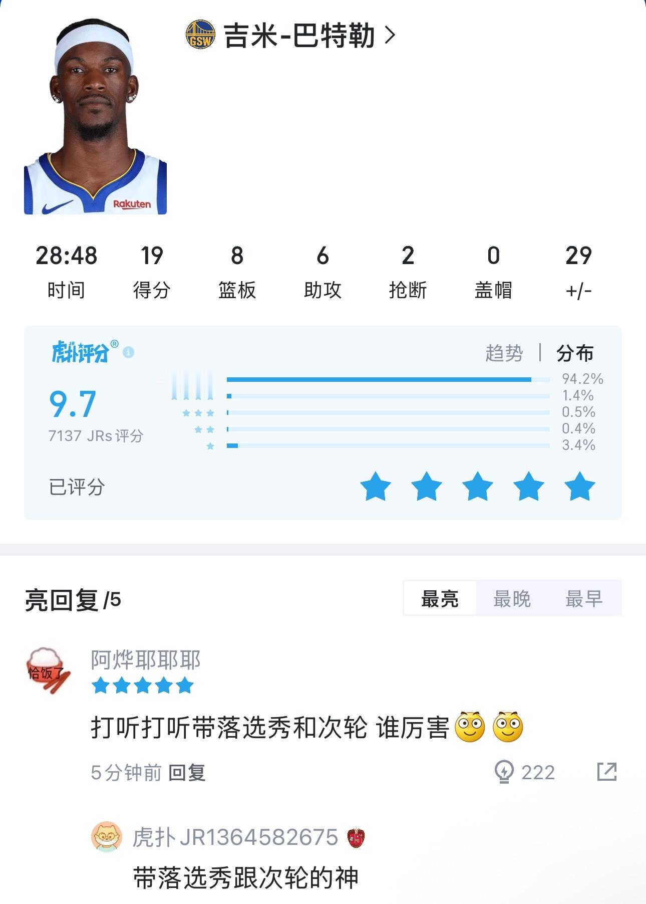 今天哈吉米有9.7的高分“打听打听带落选秀和次轮谁厉害”一切的一切，我都觉得是从