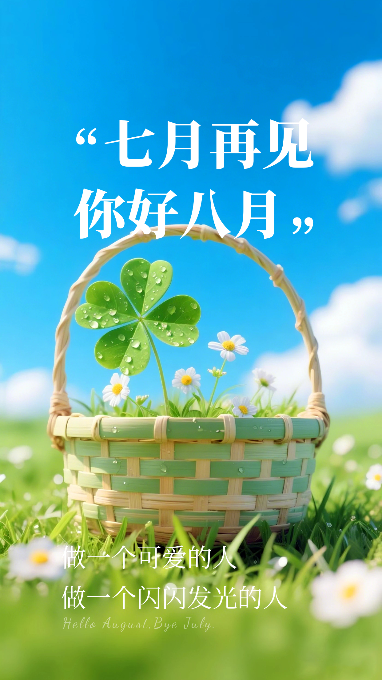2026.8.1八月你好祝福海报壁纸拿图吱一声噢～ 七月再见八月你好