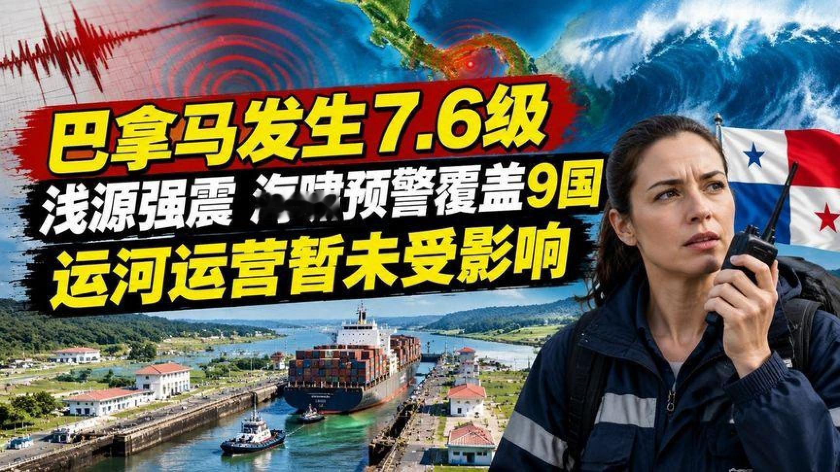 巴拿马发生7.6级浅源强震！海啸预警覆盖9国，运河运营暂未受影响