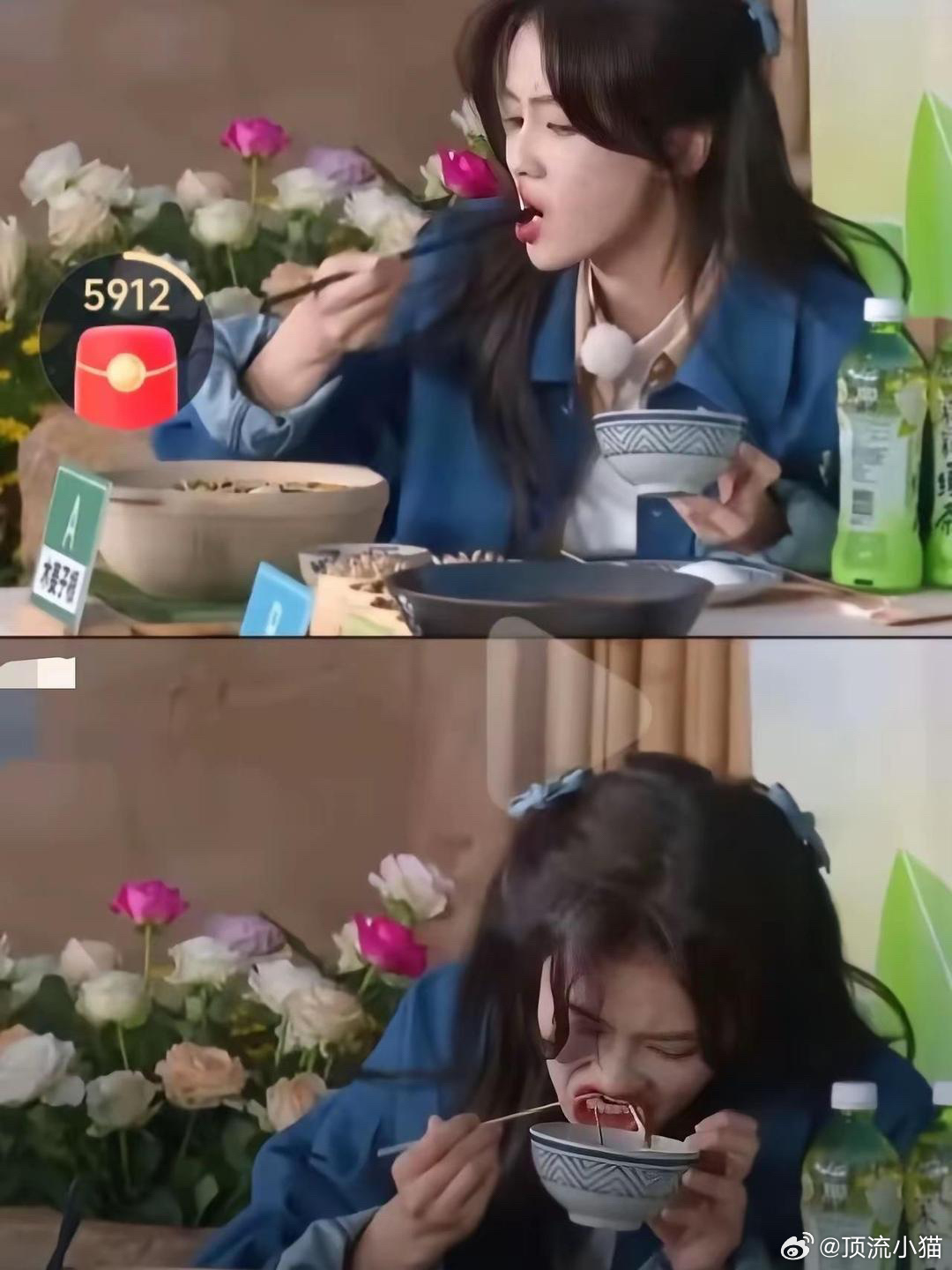白鹿这吃相不会被爸妈打吗？这应该是女明星里最接地气的吃相了吧 
