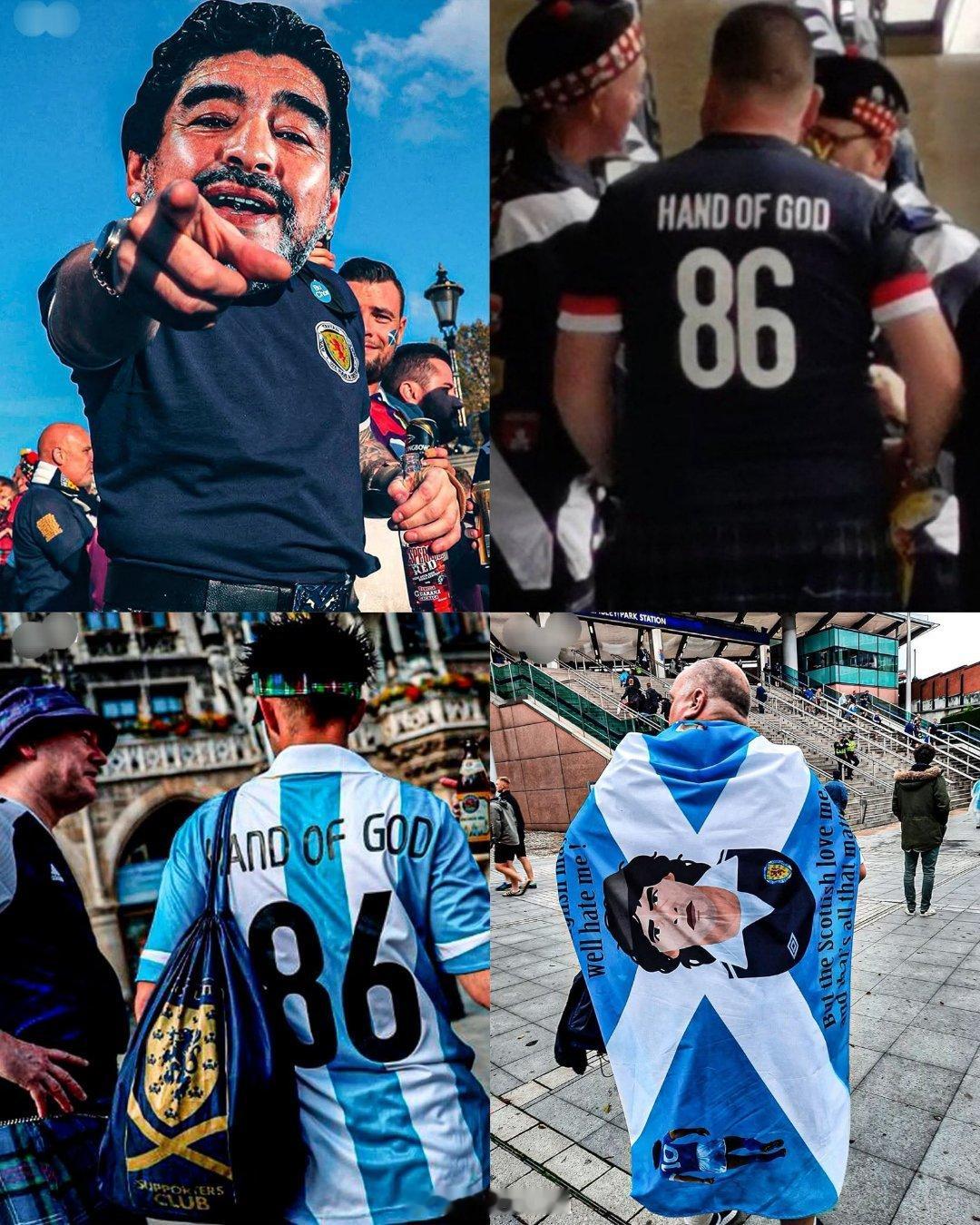苏格兰在时隔28年后重返世界杯！苏格兰球迷 身穿“86，上帝之手”的阿根廷球衣，