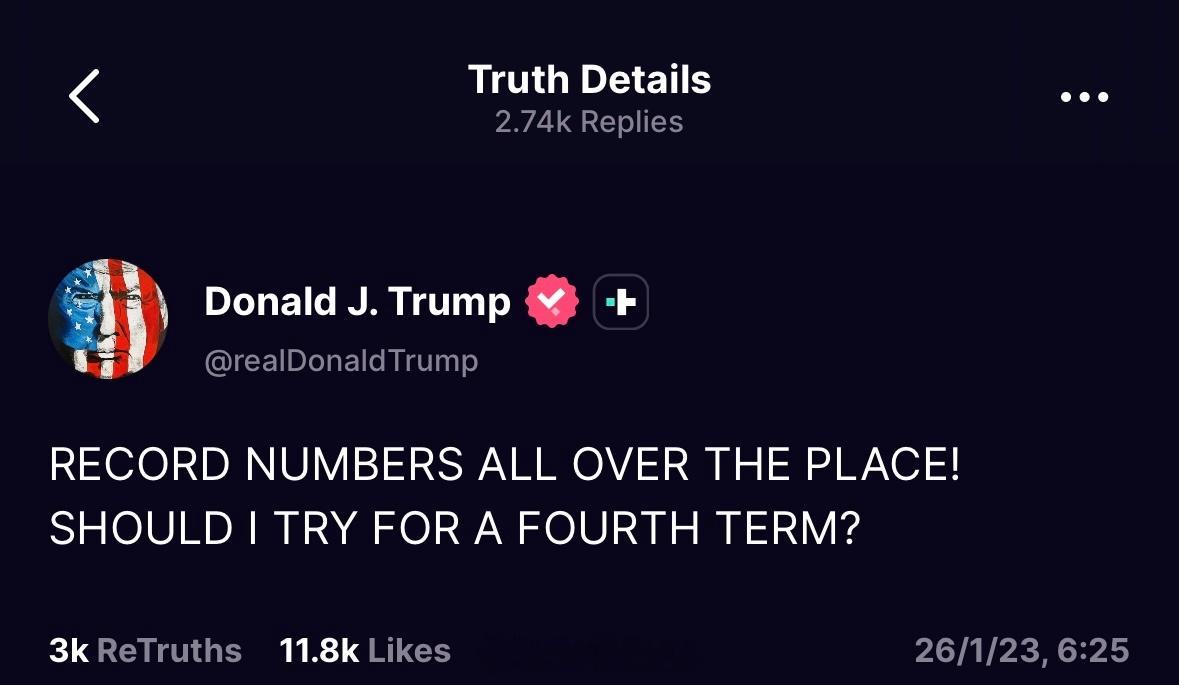 特朗普表示：各地均创历史新高！我是否应该争取第四次？热点现场特朗普索赔50亿