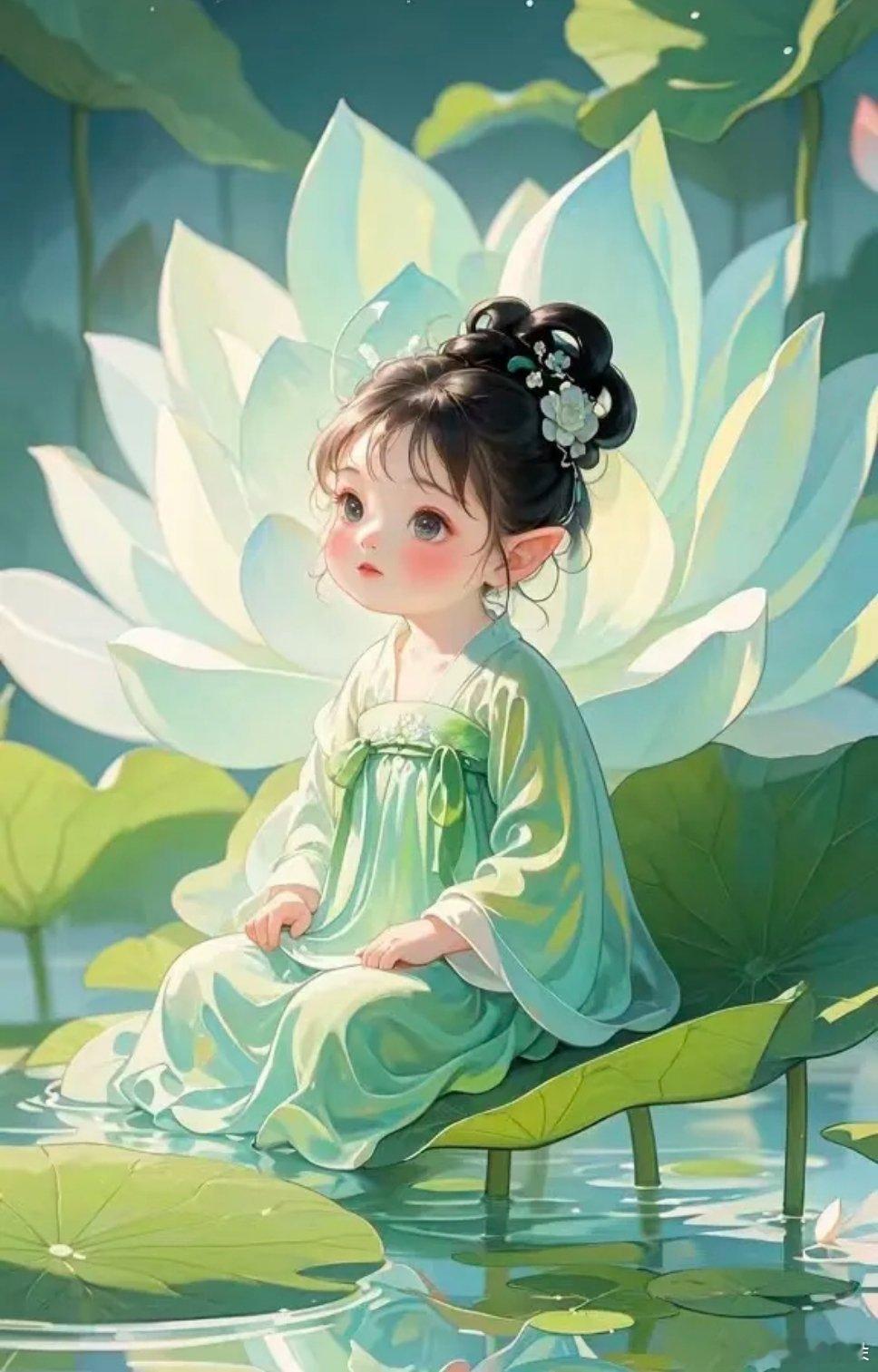 "荷气生财·好运莲莲"  治愈小妮子头像 