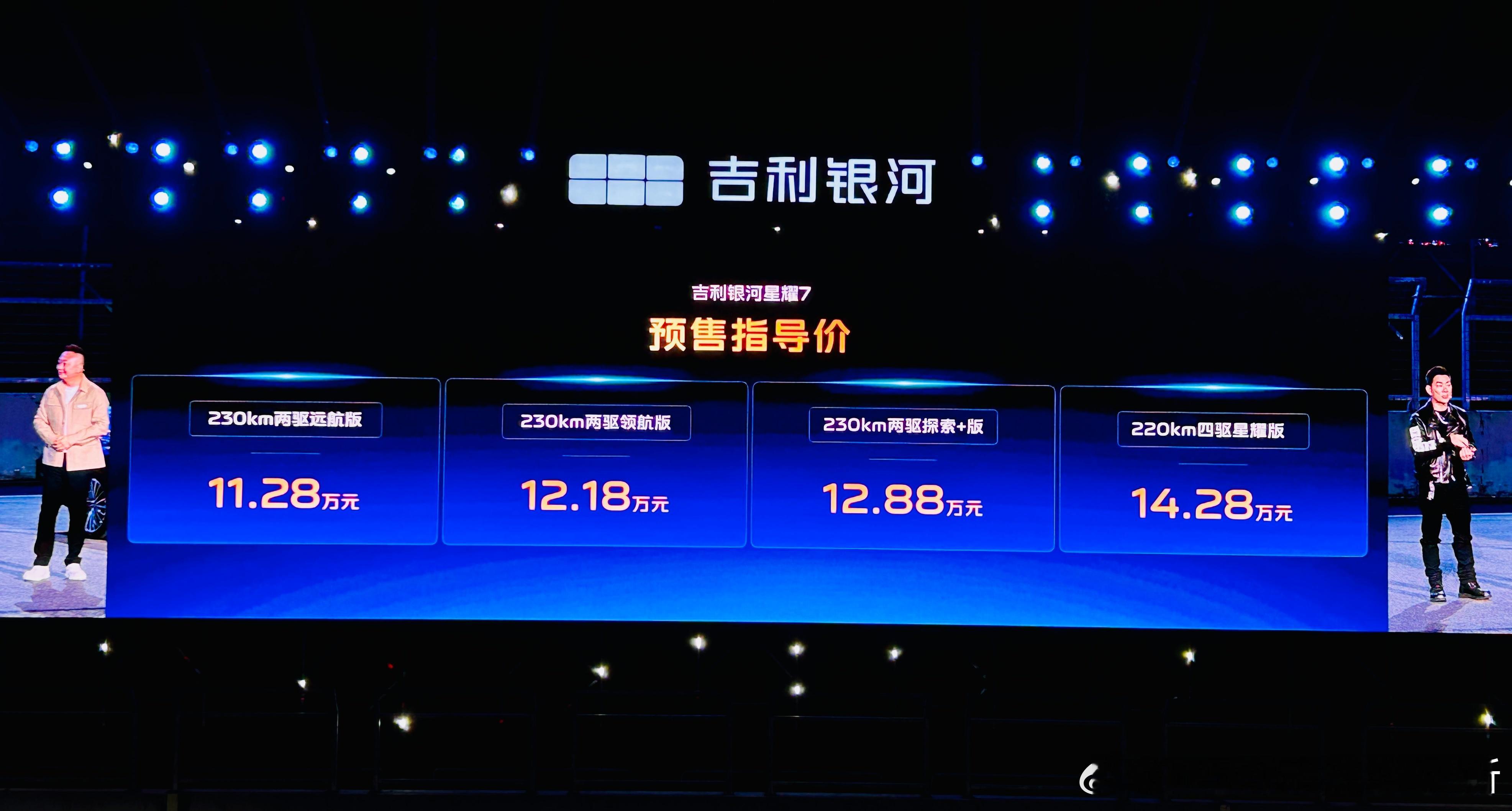 吉利银河星耀7预售价11.28万元起新能源汽车 吉利银河星耀7，定位中级豪华电混