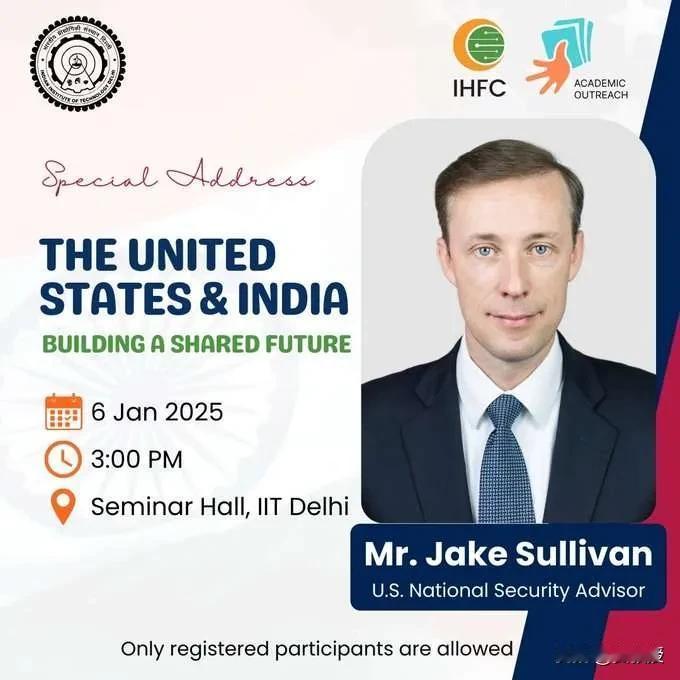 沙利文抵达印度🇮🇳
沙利文公开演讲的题目是：美印打造一个共享的未来