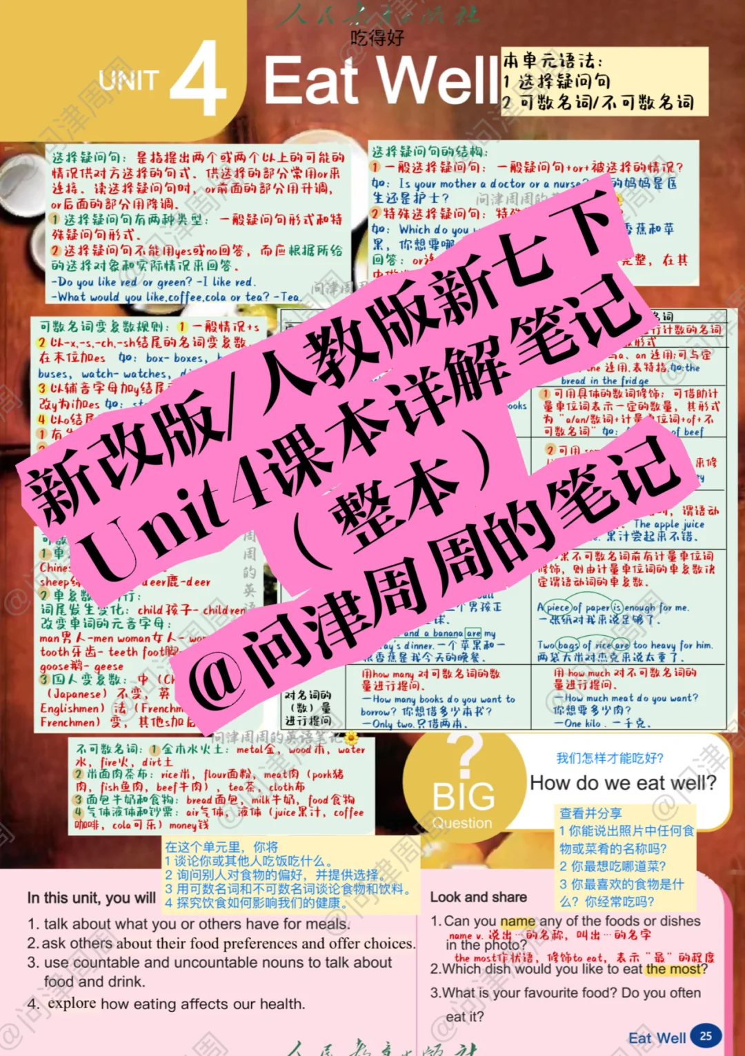 新改版/人教版新七下Unit4课本详解笔记