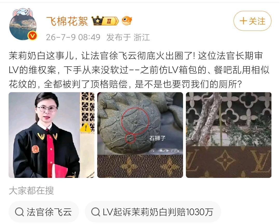 按照网友的说法，徐法官长期审查LV维权案，下手都没有轻过。
平心而论，我个人觉得