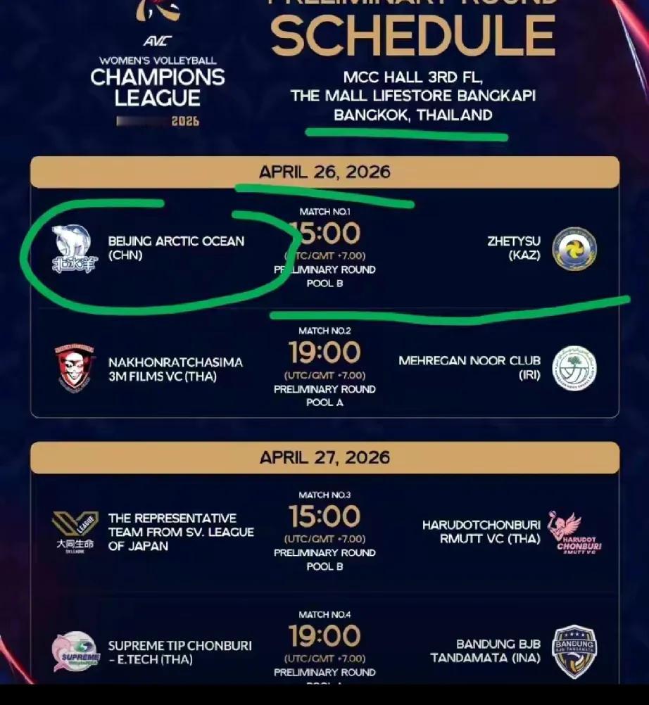 北京女排即将出发奔赴泰国！北京女排即将开始亚冠杯比赛！今天是22号周三，距离26