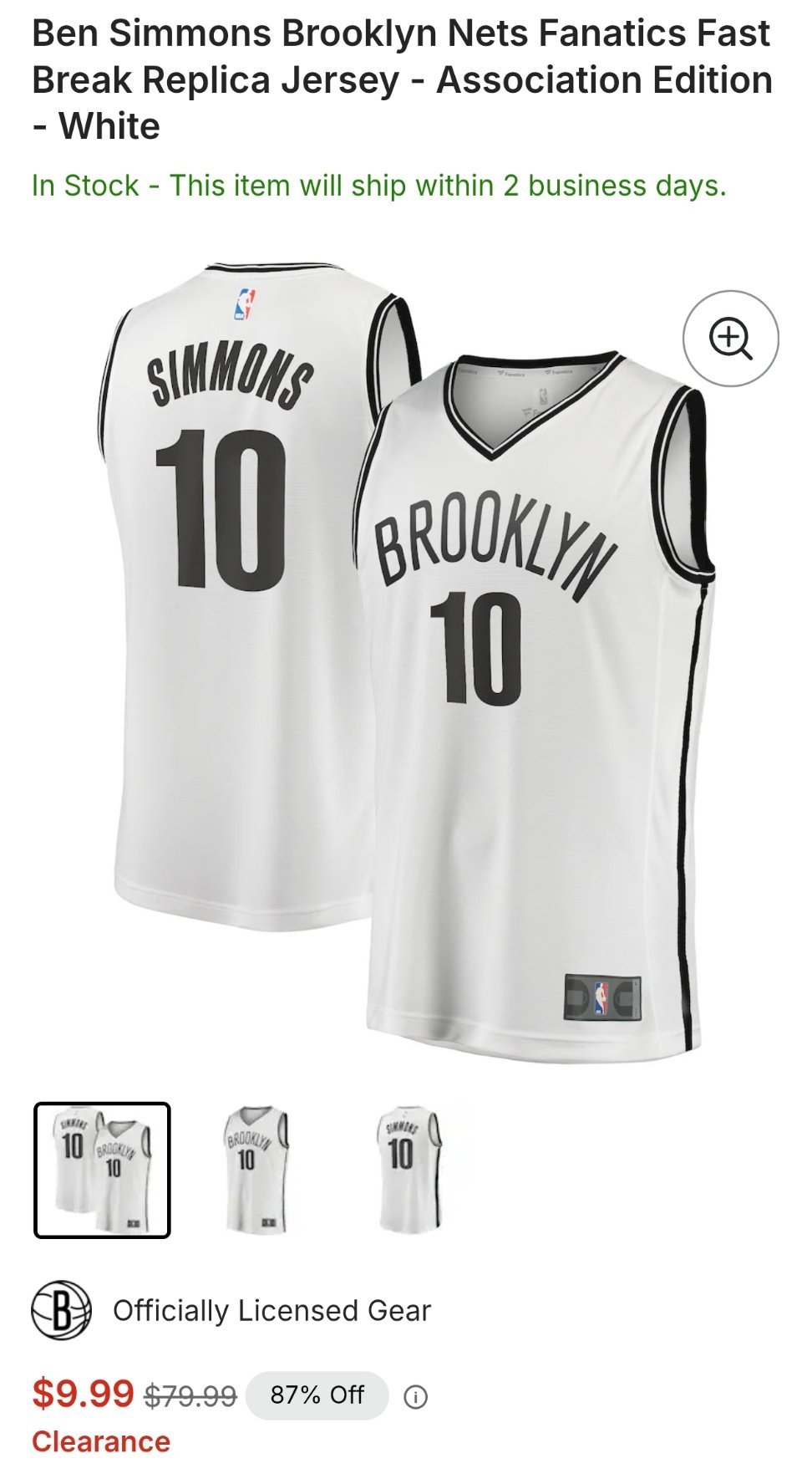 ▲本-西蒙斯的球衣可真便宜啊