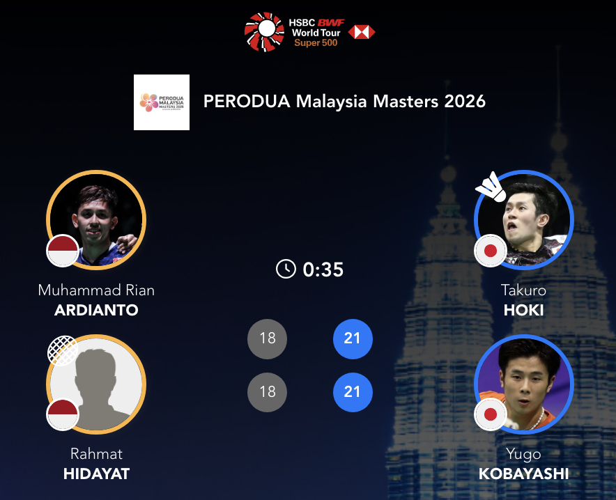 保木卓朗/小林优吾🇯🇵 21-18、21-18 🇮🇩阿迪安托/拉赫马特下
