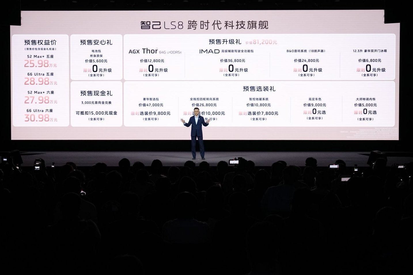 智己LS8正式开启预售，25.98万～30.98万元的诚意定价，同步提供大五座与