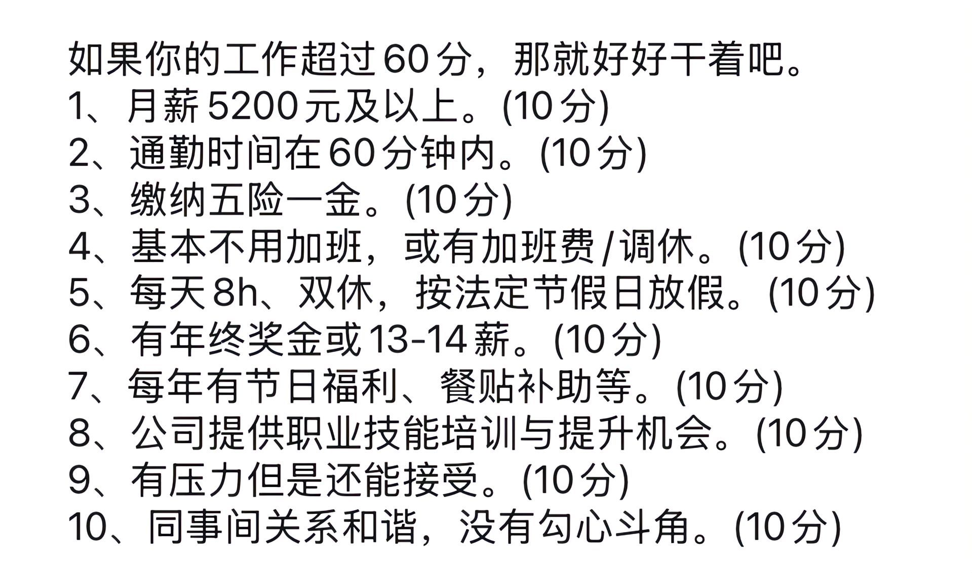 你的工作能达60分么？ ​​​