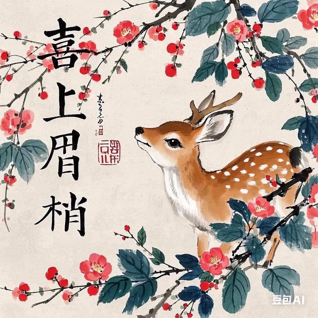 喜上眉梢，福满人间。