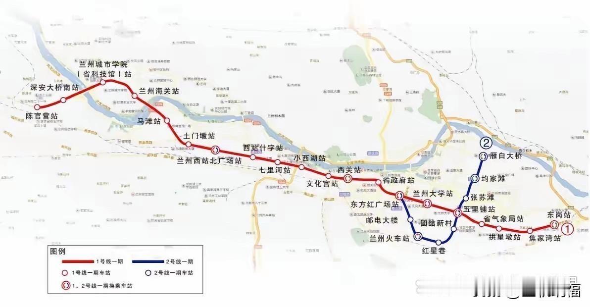 兰州地铁最让人想不通的就是一号线两次穿越黄河，竟然在黄河北边只设置了城市学院和海