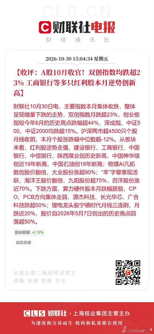 10月收官日也不忘割一波[允悲]10月A股收官 ​​​